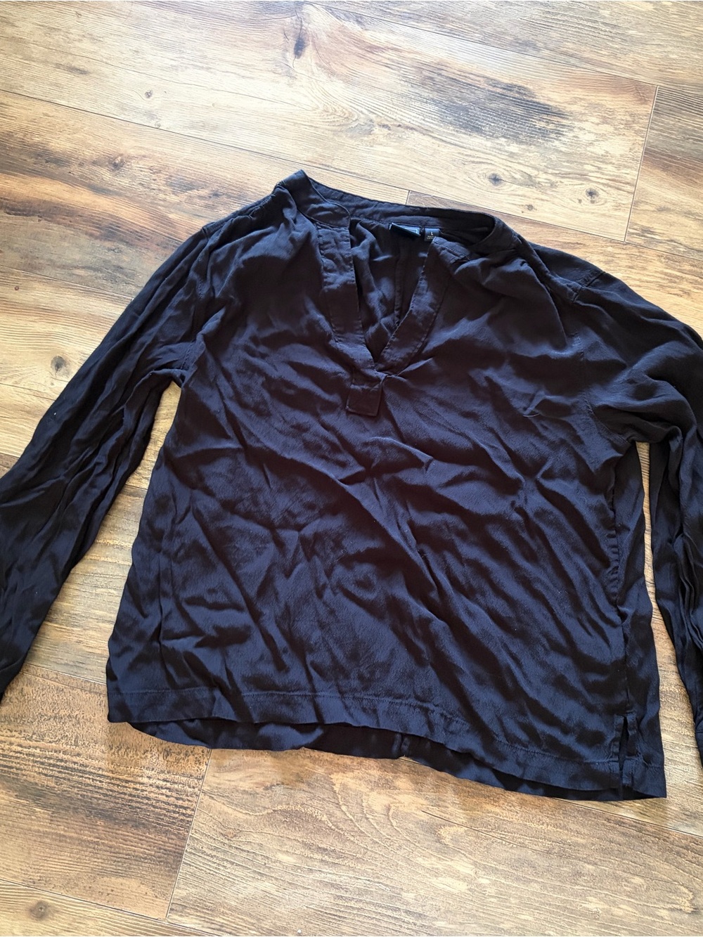 GAP Black Long-Sleeve V-Neck Blouse